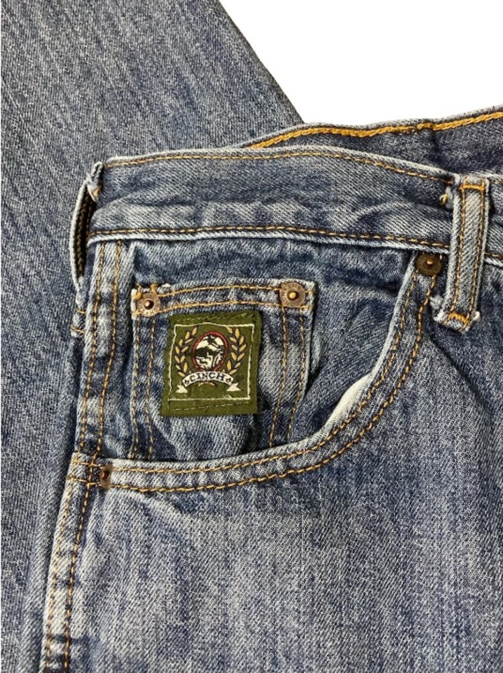 Cinch Green Label Blue Jeans Mens Size 42x30 Light Wash Cinch Up Western Wear